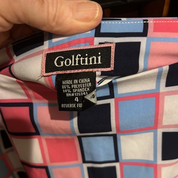 Golftini SZ 4 Geometri Windowpane skort in Blues and Pinks with ribbon detail. - Picture 3 of 7